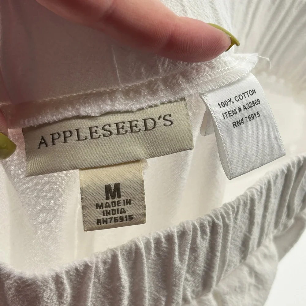 Appleseed's White 100% Cotton Stretch Cropped Pants Med Coastal Beach Minimalist